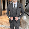 High-quality wedding suit (Blazer+ Vest + trousers) Handsome three-piece slim suit dress professional Business casual Blazer