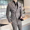 Men's (suit + vest + trousers) business British  high-end double-breasted suit three-piece suit formal wedding dress