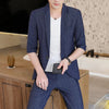 high-end men's mid-sleeve suit (Blazer + western pants) trend handsome boutique summer half sleeve Blazer two-piece set