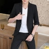 high-end men's mid-sleeve suit (Blazer + western pants) trend handsome boutique summer half sleeve Blazer two-piece set