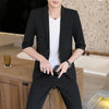 high-end men's mid-sleeve suit (Blazer + western pants) trend handsome boutique summer half sleeve Blazer two-piece set
