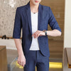 high-end men's mid-sleeve suit (Blazer + western pants) trend handsome boutique summer half sleeve Blazer two-piece set