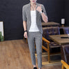 high-end men's mid-sleeve suit (Blazer + western pants) trend handsome boutique summer half sleeve Blazer two-piece set