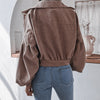 Autumn Winter Corduroy Short Coat Solid Turn-Down Collar Lantern Long Sleeve Jacket Single Breasted Women Clothes Casual