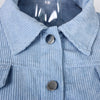 Autumn Winter Corduroy Short Coat Solid Turn-Down Collar Lantern Long Sleeve Jacket Single Breasted Women Clothes Casual
