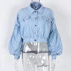 Autumn Winter Corduroy Short Coat Solid Turn-Down Collar Lantern Long Sleeve Jacket Single Breasted Women Clothes Casual