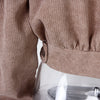 Autumn Winter Corduroy Short Coat Solid Turn-Down Collar Lantern Long Sleeve Jacket Single Breasted Women Clothes Casual