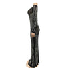 Women Long Sleeve V-neck Rhinestones Slit Back Crystal Bodycon Maxi Dress Sexy Club Party Pencil Evening Long Dress