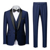 3 Piece Men's Business Suit Set Men's Wedding Groom Dress Slim Fitting Suit Casual Men's Tuxedo(Blazer+Vest+Pants)