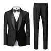 3 Piece Men's Business Suit Set Men's Wedding Groom Dress Slim Fitting Suit Casual Men's Tuxedo(Blazer+Vest+Pants)