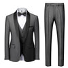 3 Piece Men's Business Suit Set Men's Wedding Groom Dress Slim Fitting Suit Casual Men's Tuxedo(Blazer+Vest+Pants)