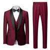 3 Piece Men's Business Suit Set Men's Wedding Groom Dress Slim Fitting Suit Casual Men's Tuxedo(Blazer+Vest+Pants)