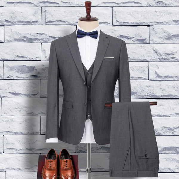 8XL 9XL Plus Size Men's Suit Sets Business Classic Dark Gray  Slim Formal Blazer Men Clothing (Top + Pants))