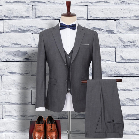 8XL 9XL Plus Size Men's Suit Sets Business Classic Dark Gray  Slim Formal Blazer Men Clothing (Top + Pants))