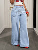 Patchwork Denim Pant Women Jeans Vintage Wide Leg High Waist Straight Y2k Irregular Streetwear Splice Loose Trousers