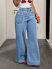 Patchwork Denim Pant Women Jeans Vintage Wide Leg High Waist Straight Y2k Irregular Streetwear Splice Loose Trousers