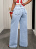 Patchwork Denim Pant Women Jeans Vintage Wide Leg High Waist Straight Y2k Irregular Streetwear Splice Loose Trousers