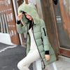 Winter Warm Fur Collar Hooded Women Parka Comfortable Zipper Pockets Design Long Jacket Elegant Slim Thick Female Coats
