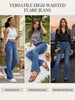 Women's Flared Pants, Non-Denim Printed Elastic High Waist Slim Leggings, Gym Training Wide Leg Leggings Casual Wear
