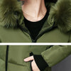 Winter Warm Fur Collar Hooded Women Parka Comfortable Zipper Pockets Design Long Jacket Elegant Slim Thick Female Coats