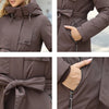 Gasmam Winter Down Jacket Women Warm Long Classic zipper Lacing Design Pocket Hooded Slim Parkas Female Coat GM-82160