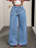 Patchwork Denim Pant Women Jeans Vintage Wide Leg High Waist Straight Y2k Irregular Streetwear Splice Loose Trousers