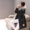Winter Warm Fur Collar Hooded Women Parka Comfortable Zipper Pockets Design Long Jacket Elegant Slim Thick Female Coats