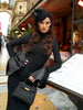 Women Elegant Evening Club Party Trumpet Long Sleeves Sexy Turtleneck Tight Maxi Bandage Dress Black Vestido