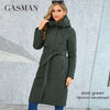 Gasmam Winter Down Jacket Women Warm Long Classic zipper Lacing Design Pocket Hooded Slim Parkas Female Coat GM-82160