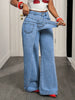 Patchwork Denim Pant Women Jeans Vintage Wide Leg High Waist Straight Y2k Irregular Streetwear Splice Loose Trousers
