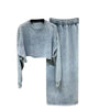 Absgd  Spring Round Neck Hollow Out Blue Denim Top Elastic Waist Long Skirt Two Piece Set Women Outfits  Traf Zara