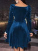 Women's Velvet V Neck Short Dress, Elegant Long Sleeve Dress for Party Club Dating Wear, Women's Dress for Fall & Winter