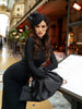 Women Elegant Evening Club Party Trumpet Long Sleeves Sexy Turtleneck Tight Maxi Bandage Dress Black Vestido