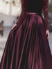 Women's Elegant Velvet Sequin Sleeve Gown with Satin Skirt Formal Evening Maxi Dress for Party Prom Wedding Guest