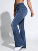 Women's Flared Pants, Non-Denim Printed Elastic High Waist Slim Leggings, Gym Training Wide Leg Leggings Casual Wear