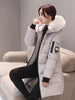 Winter Warm Fur Collar Hooded Women Parka Comfortable Zipper Pockets Design Long Jacket Elegant Slim Thick Female Coats