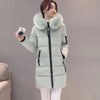 Winter Warm Fur Collar Hooded Women Parka Comfortable Zipper Pockets Design Long Jacket Elegant Slim Thick Female Coats