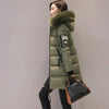 Winter Warm Fur Collar Hooded Women Parka Comfortable Zipper Pockets Design Long Jacket Elegant Slim Thick Female Coats