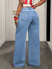Patchwork Denim Pant Women Jeans Vintage Wide Leg High Waist Straight Y2k Irregular Streetwear Splice Loose Trousers
