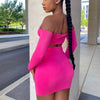 Women's Solid Back Detail Shoulder Detail Top Wrapped Hip Large Short Skirt Set
