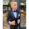 Black Pattern Boy Formal Suits Dinner Men Suits Tuxedos Groom Kids For Wedding Party Prom Suit Wear 3 Pieces Jackets+Vest+Pant