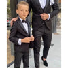 Black Pattern Boy Formal Suits Dinner Men Suits Tuxedos Groom Kids For Wedding Party Prom Suit Wear 3 Pieces Jackets+Vest+Pant