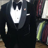 Black Velvet Wedding Tuxedo 3 Piece African Men Suits for Prom Slim Fit Groom Male  Costume Jacket Waistcoat with Pants