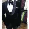 Black Velvet Wedding Tuxedo 3 Piece African Men Suits for Prom Slim Fit Groom Male  Costume Jacket Waistcoat with Pants