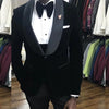 Black Velvet Wedding Tuxedo 3 Piece African Men Suits for Prom Slim Fit Groom Male  Costume Jacket Waistcoat with Pants