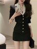 Black Y2k Mini Dress Women Casual Korean Style 2 Piece Dress Set Crop Tops Jacket Coats + Short Skirts Elegant Dress  Autum