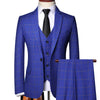 ( Blazer + Vest + Pants ) High-end Brand  Plaid Men's Formal Business Suit 3Pcs Groom Wedding Dress Tuxedo Casual Suit