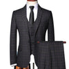 ( Blazer + Vest + Pants ) High-end Brand  Plaid Men's Formal Business Suit 3Pcs Groom Wedding Dress Tuxedo Casual Suit