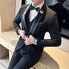 Boutique Men's Suit Set Jacket Trouser Vest Business Casual Men's Wedding Groom Dress Host Banquet Evening Dress Three Piece Set