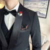 Boutique Men's Suit Set Jacket Trouser Vest Business Casual Men's Wedding Groom Dress Host Banquet Evening Dress Three Piece Set